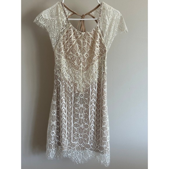 Signature 8 White Lace Open Back Mini Dress - Picture 1 of 11